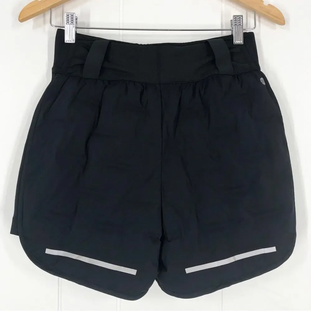 Adidas High Waisted Running Short X-City Padded Drawstring Pockets Size XS Black
